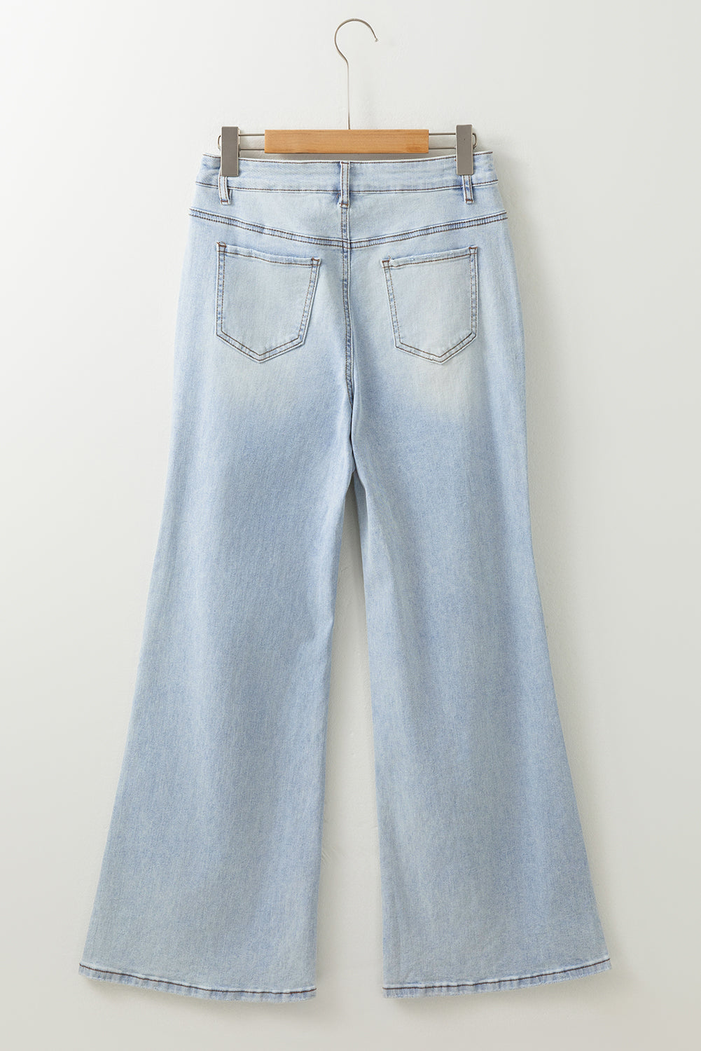 Beau Blue Light Wash Distressed High Waist Wide Leg Jeans