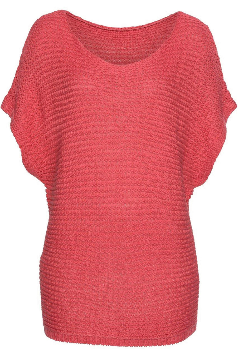 Blusa holgada de punto liso con manga de murciélago rosa