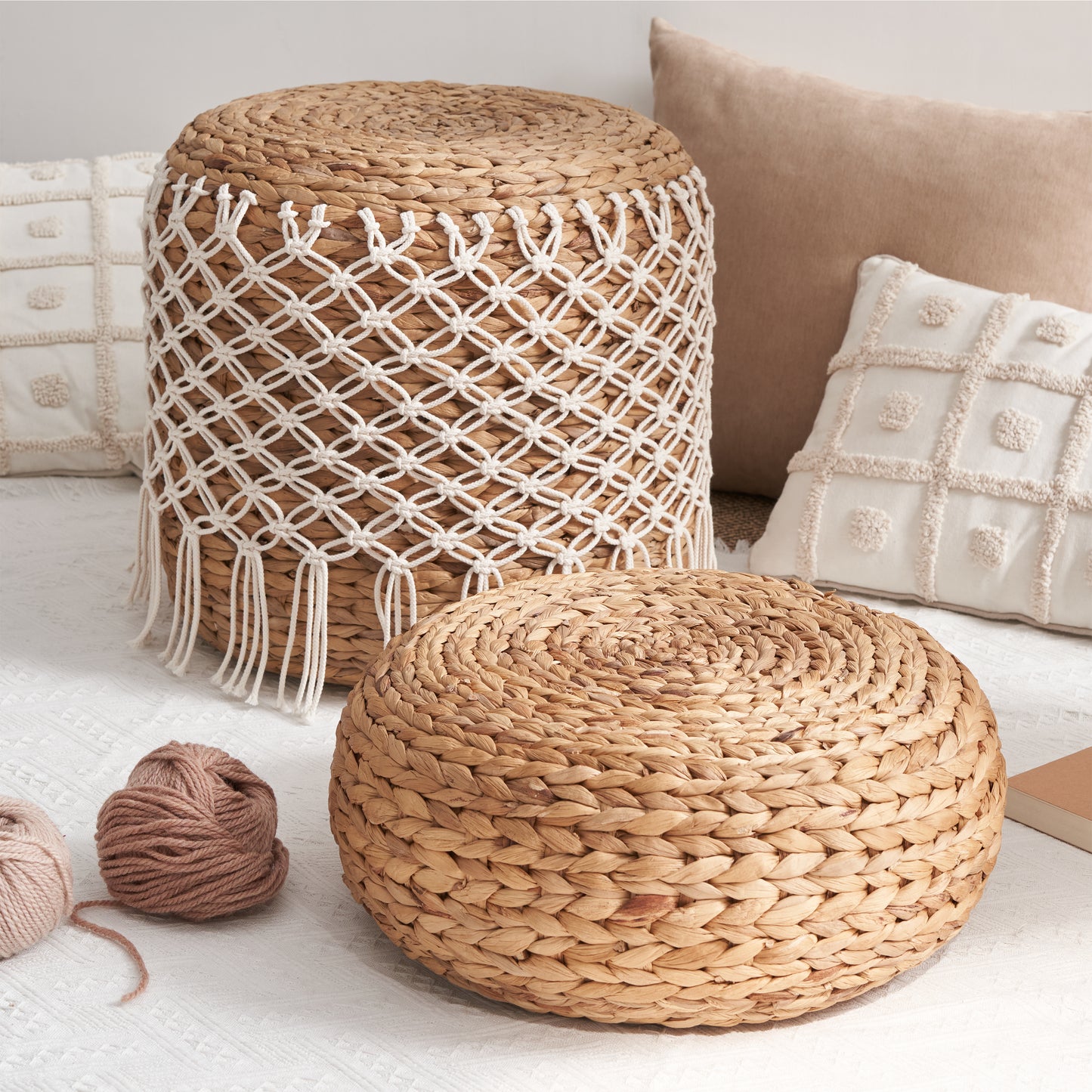 Natural Brown Woven Floor Cushion