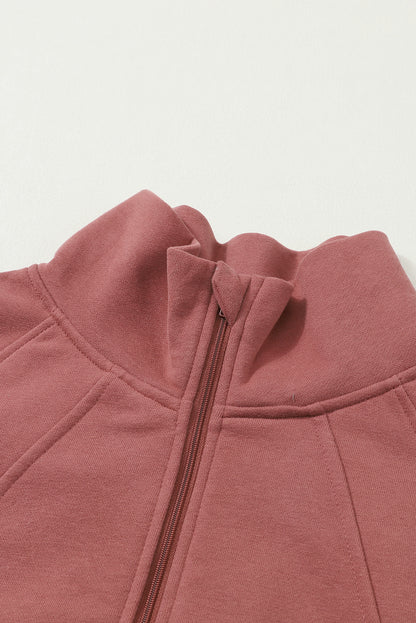 Zip Up Thumbhole Sleeve Sweatshirt