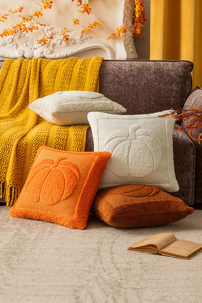 Orange Plush Textured Pumpkin Pillowcase