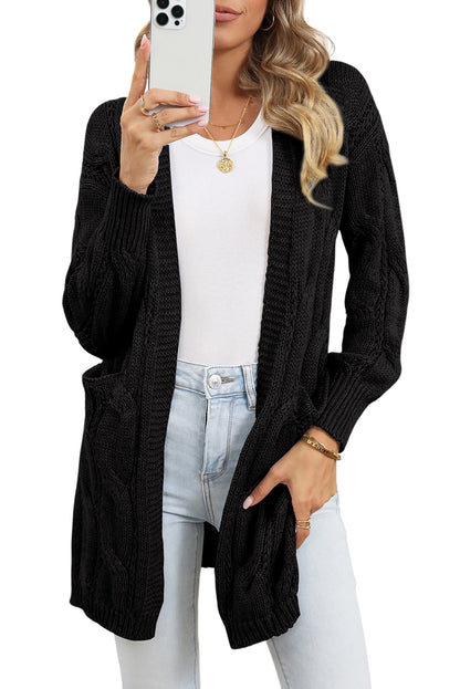 Hollow Knit Side Slits Cardigan