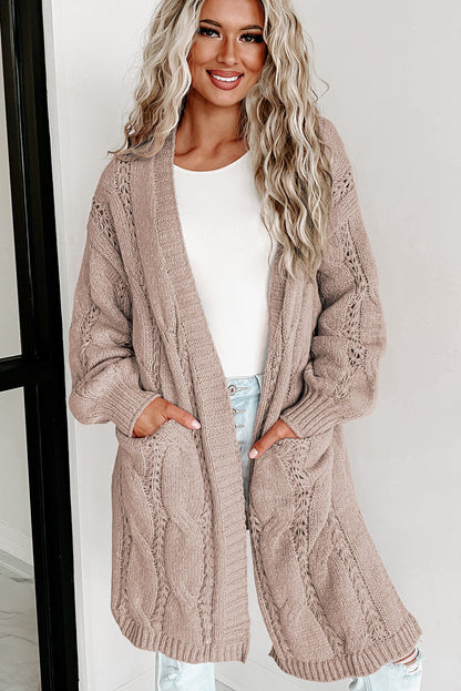 Hollow Knit Side Slits Cardigan