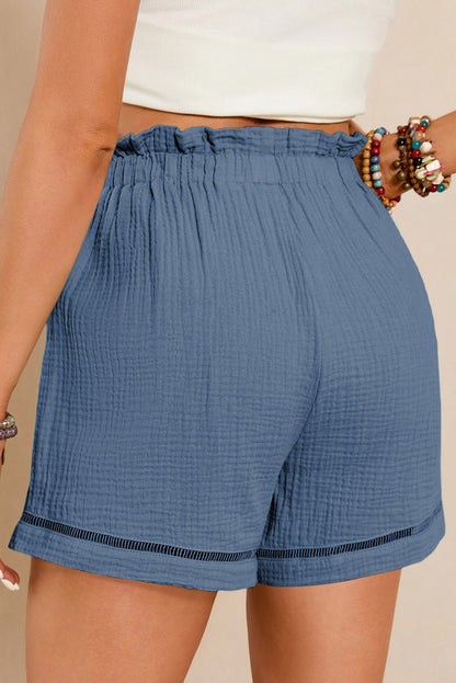 Sail Blue Cotton Gauze Paperbag Shorts