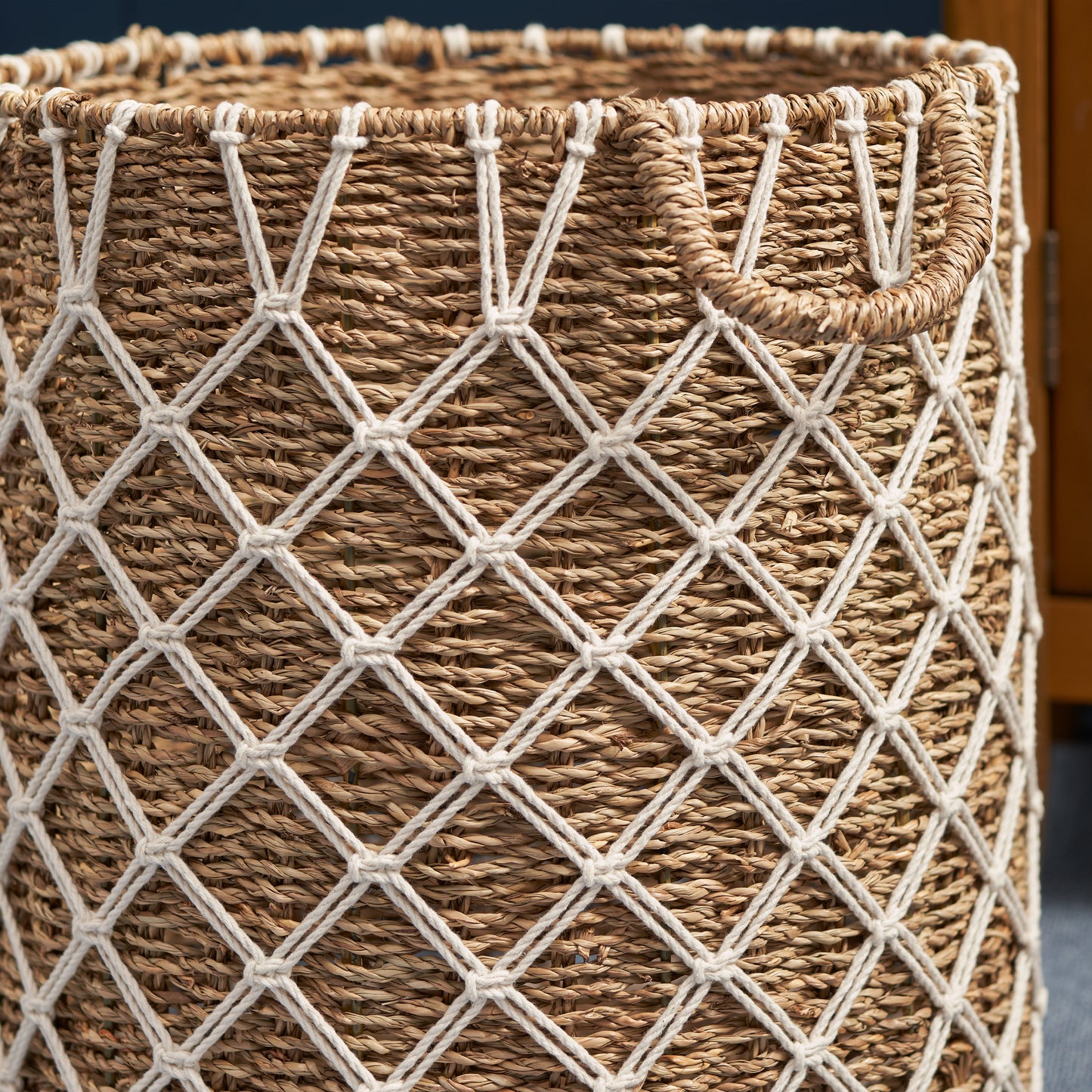 Natural Brown Woven Basket w/ Handles