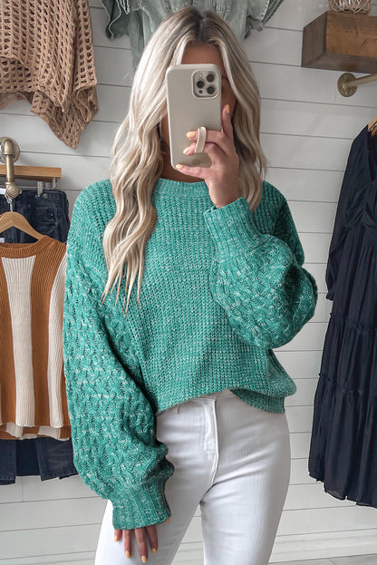 Parchment Chunky Knit Sleeve Drop Shoulder Sweater