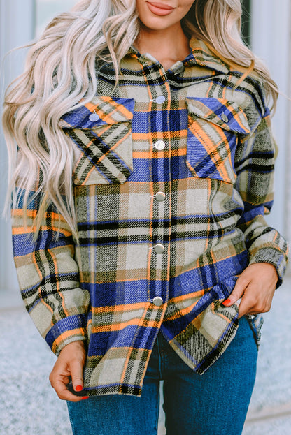 Plaid Button Front Pocket Shirt Shacket