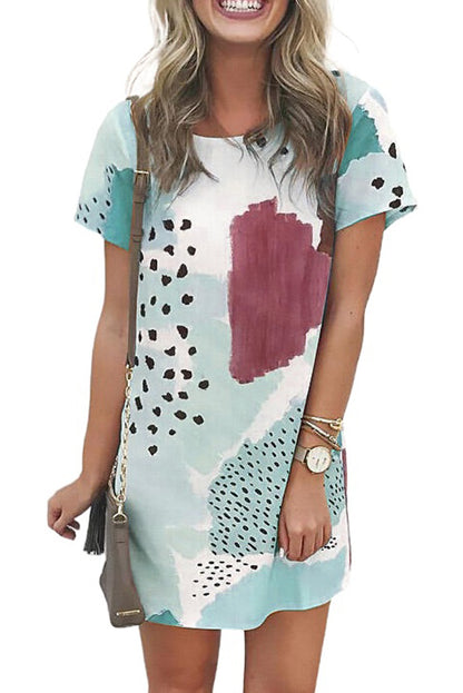 Vestido camisero informal con estampado de manchas y teñido anudado