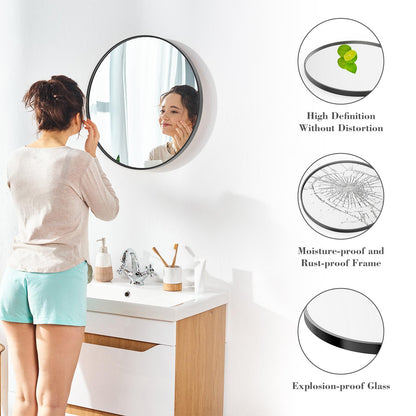 24" Black Round Wall Mirror