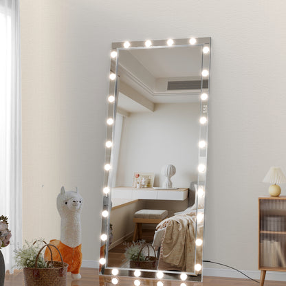 Silver Hollywood LED Full Body Mirror