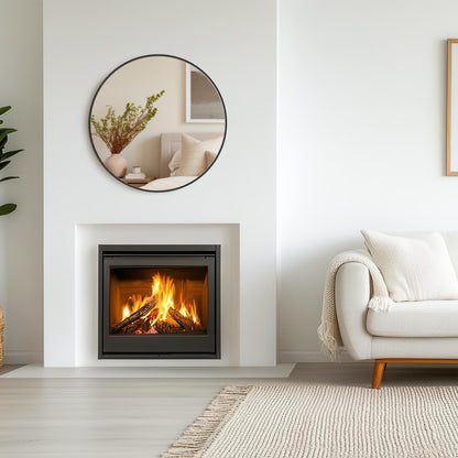 24" Black Round Wall Mirror