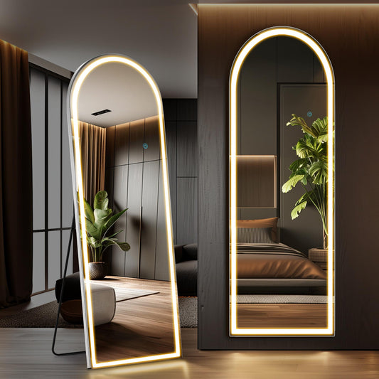 64"x21" Arched Full Length Mirror w/ LED Lights