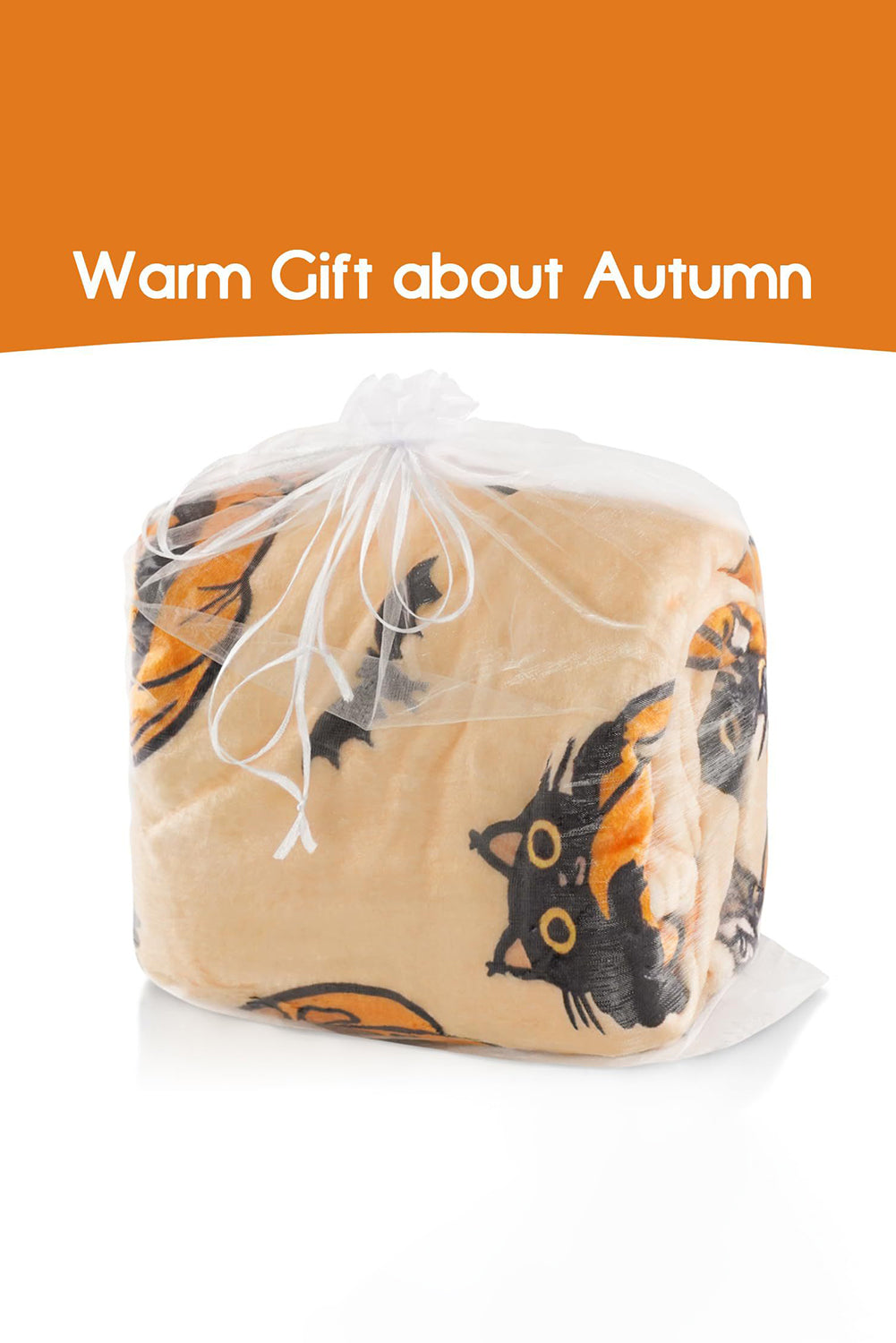Russet Orange Halloween Pumpkin Print Fleece Blanket