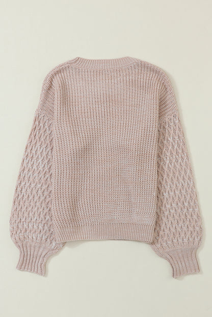 Parchment Chunky Knit Sleeve Drop Shoulder Sweater