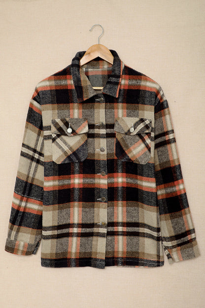 Plaid Button Front Pocket Shirt Shacket