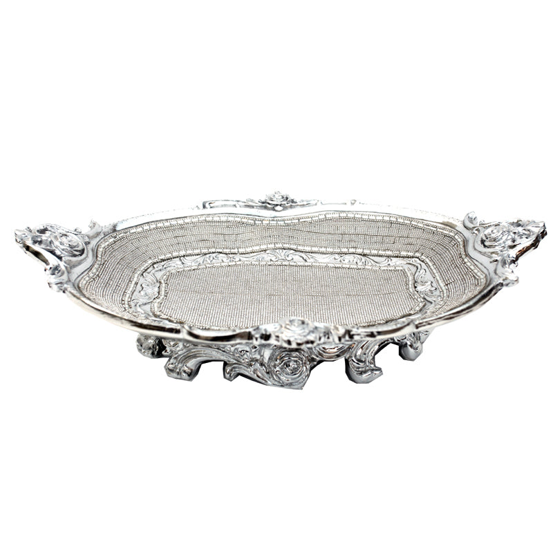 Ambrose Chrome Plated Crystal Embellished Ceramic Plate