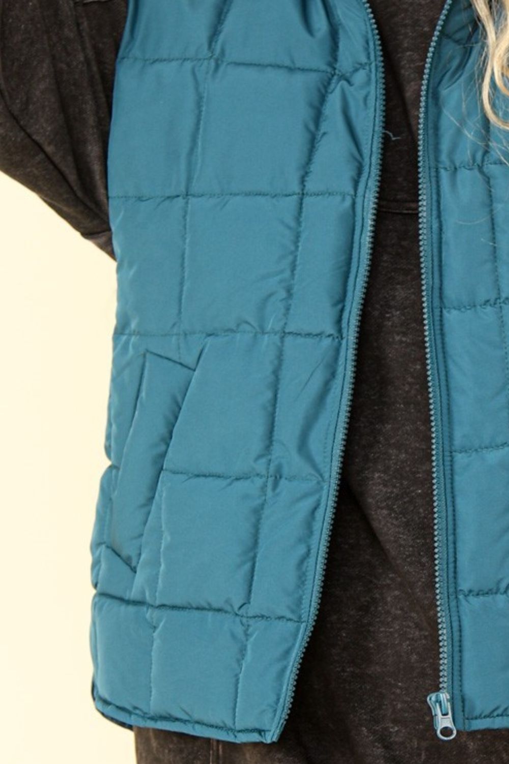 Sea Foam Zip Up Puffer Padded Vest