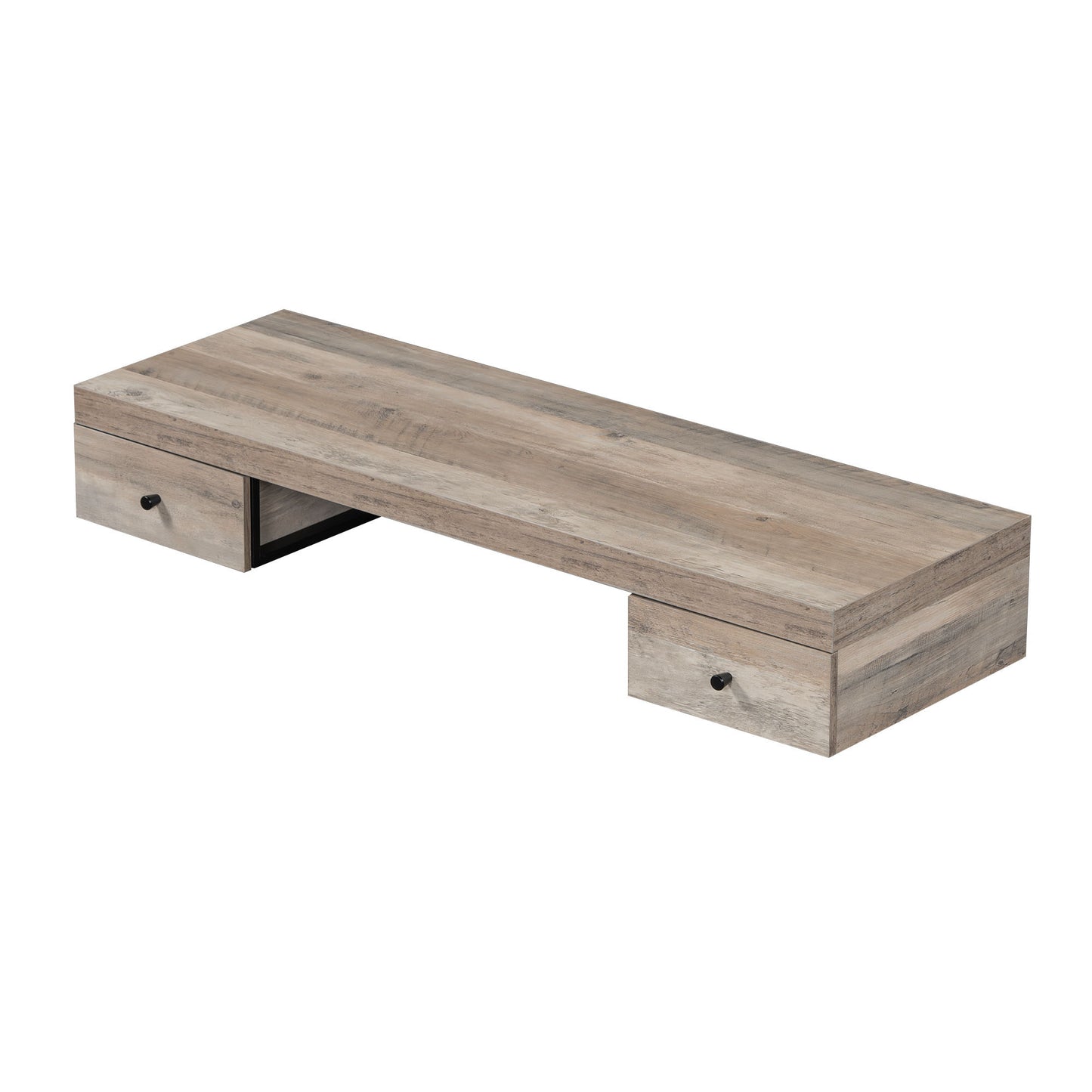 Log Gray Floating Vanity Shelf w/ Drawers