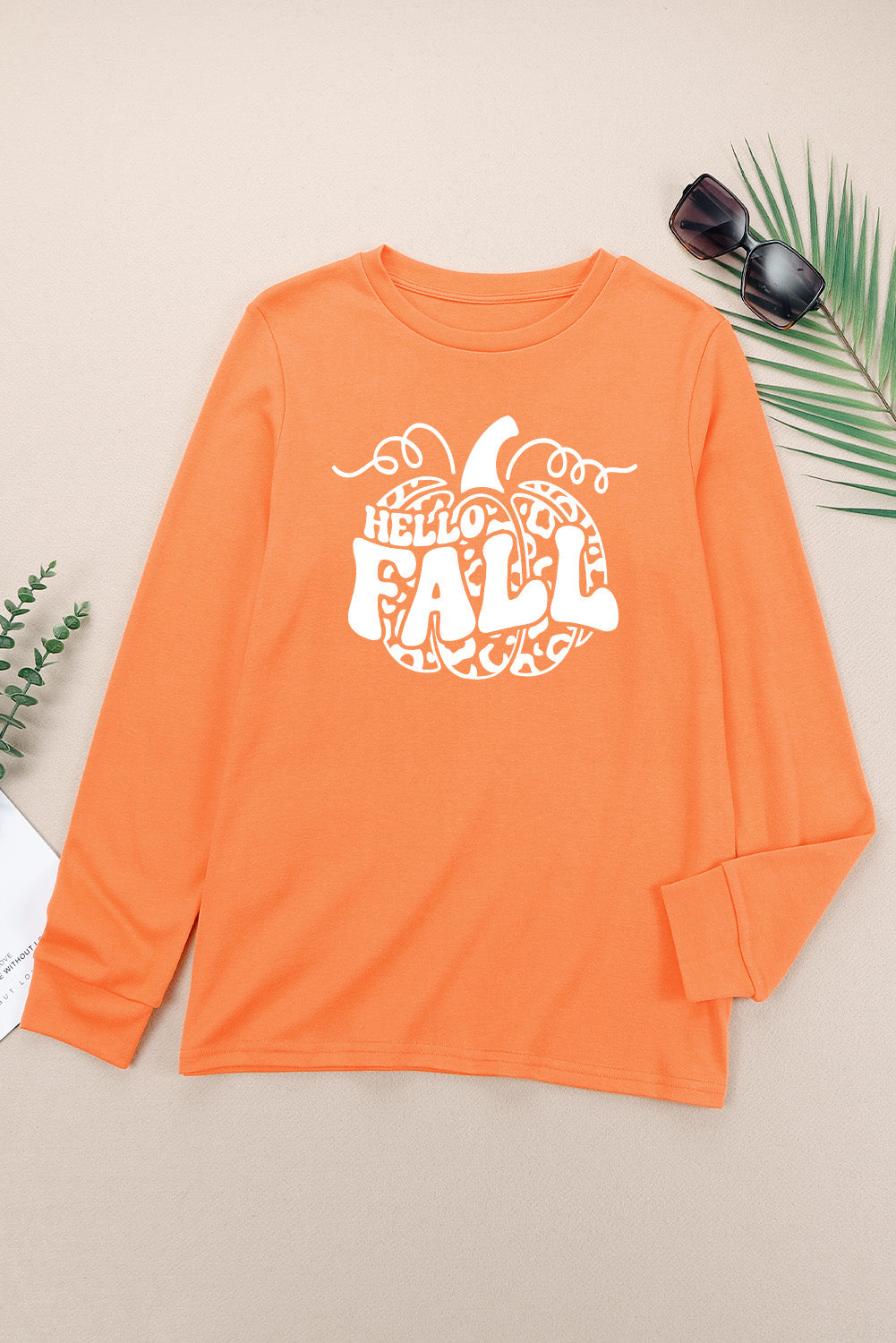 Orange HELLO FALL Pumpkin Graphic Sweatshirt