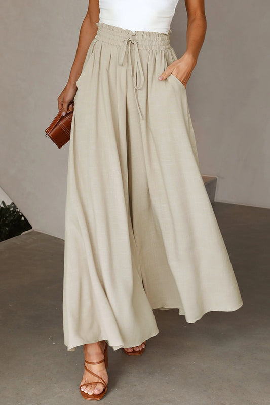 Beige High Waist Wide Leg Pants