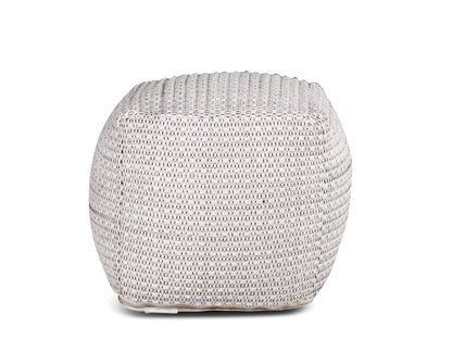 White Square Handwoven Woolen Pouf