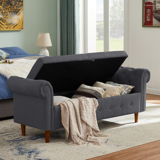 Dark Grey Large Storage Sofa Bench