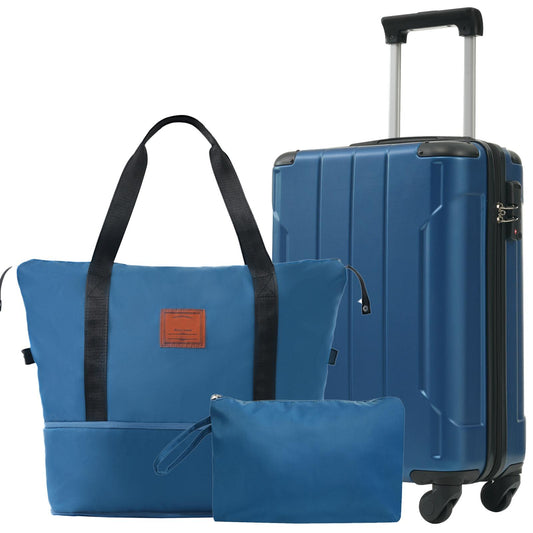 3 Piece Blue Luggage Set w/TSA Lock