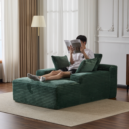 Emerald Corduroy Plush Oversized Chaise Lounge Chair