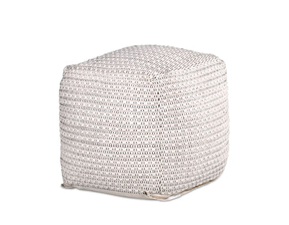 White Square Handwoven Woolen Pouf