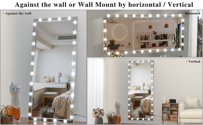 Silver Hollywood LED Full Body Mirror