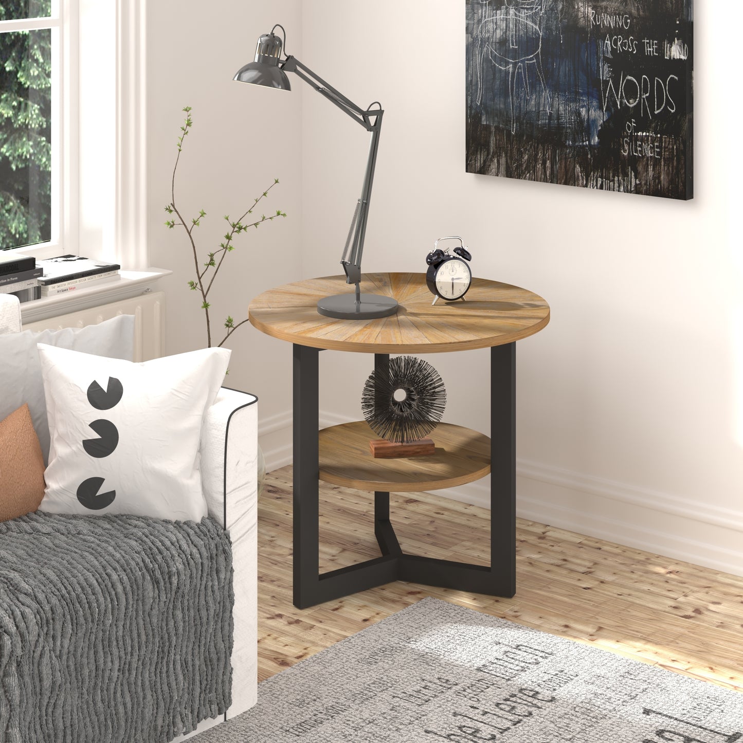 Rustic Brown Round End Tables