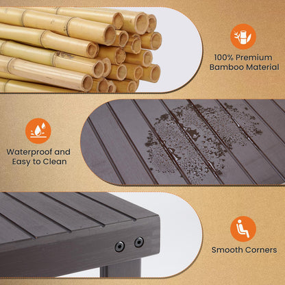 Brown 3-Tier Bamboo Shoe Rack Bench