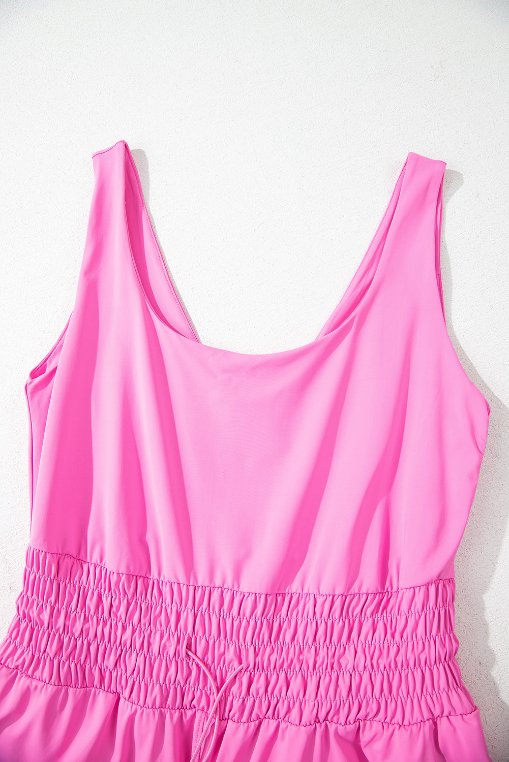 Sachet Pink Plain Sleeveless Loop Drawstring Cinched Waist Romper