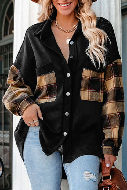 Plaid Patchwork Oversized Shacket