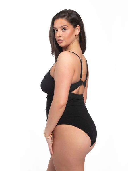 Plus Size Black Ruched One Piece