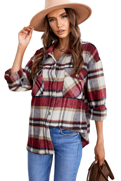 Plaid Button Front Pocket Shirt Shacket