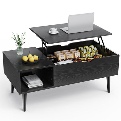 Black Lift Top Coffee Table w/ Hidden Storage Compartment