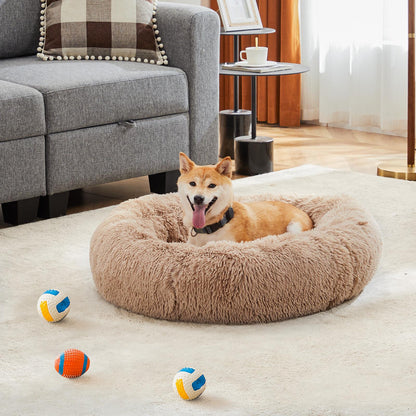 Medium Brown Anti-Slip Fluffy Plush Faux Fur Pet Bed