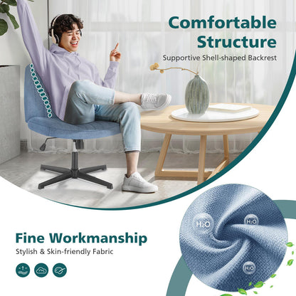 Blue Wide Armless Swivel Home Office Chair