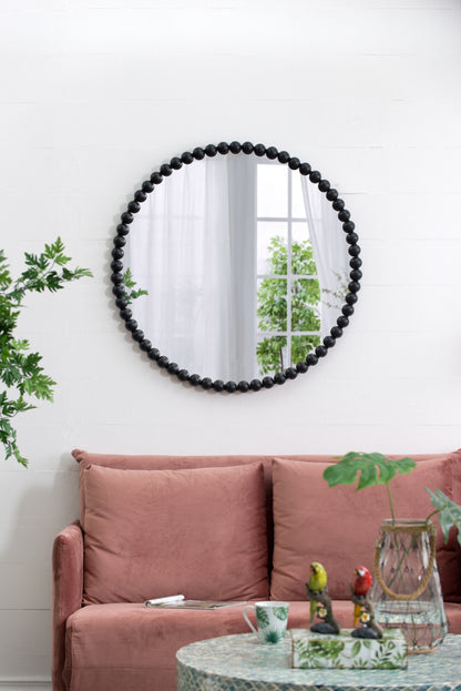 Circle Mirror w/ Metal Beaded Frame