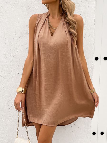 V-neck Chain Sleeveless Mini Dress