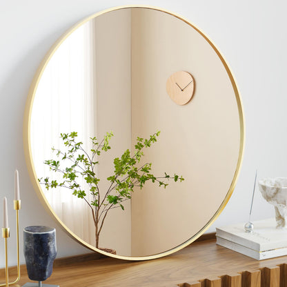 30" Gold Round Wall Mirror