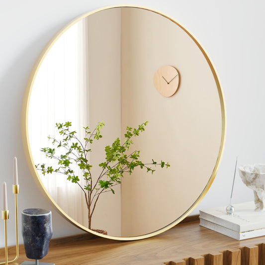 30" Gold Round Wall Mirror