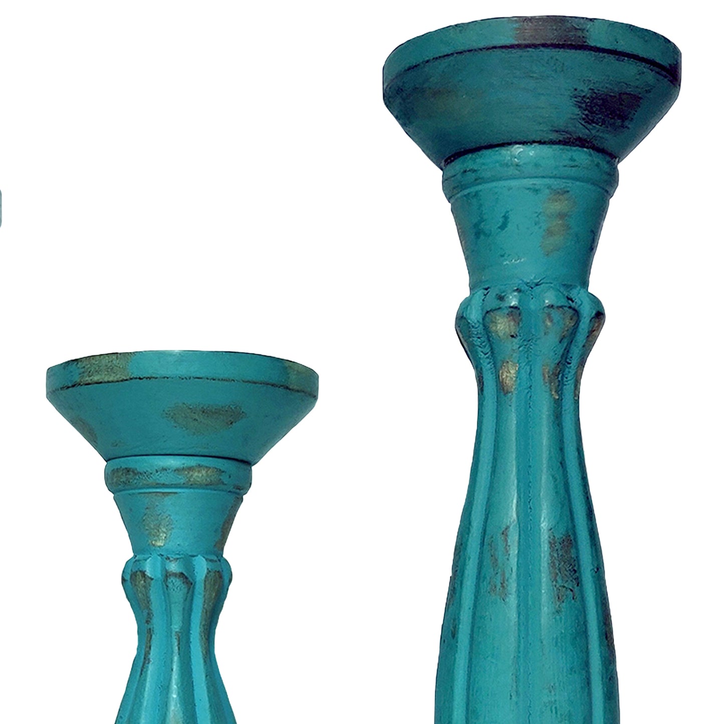 Turquoise Blue Wooden Candle Holder