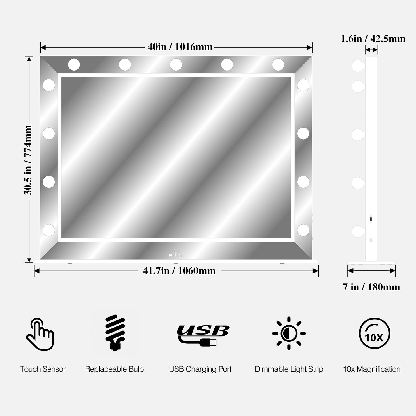 Smart Touch Hollywood Vanity Mirror