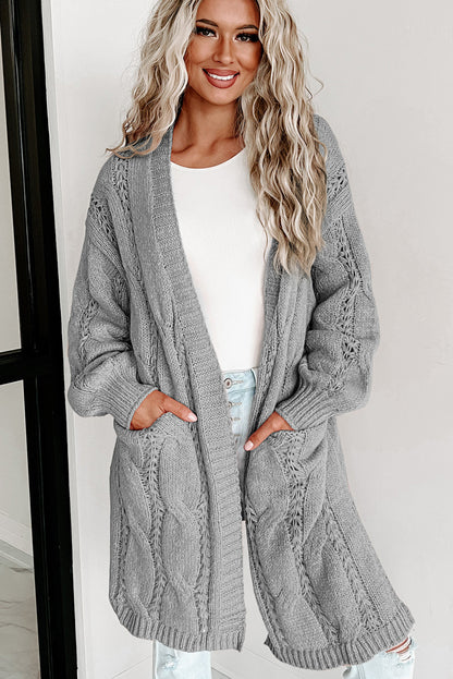 Hollow Knit Side Slits Cardigan