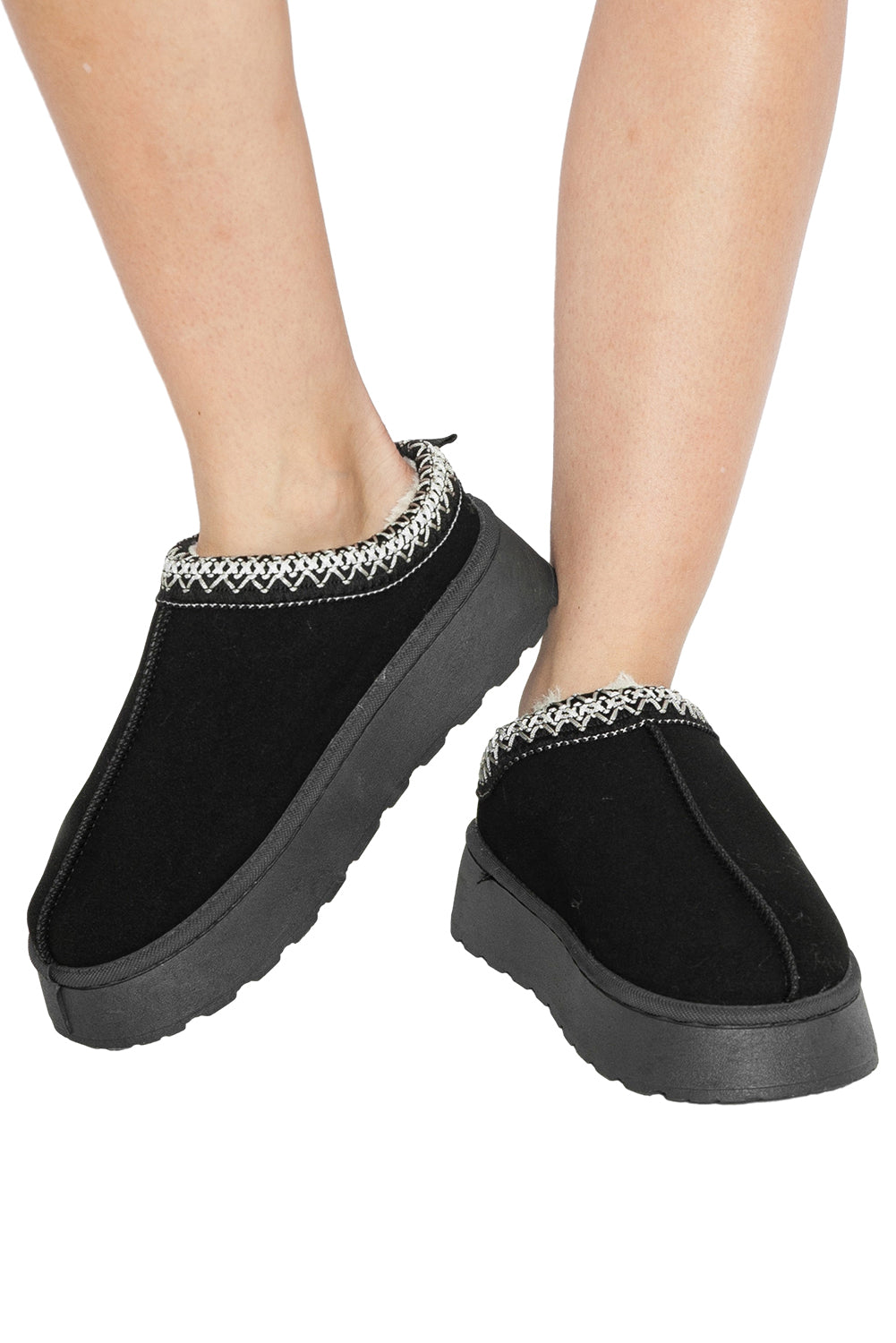 Black Suede Platform Snow Boots