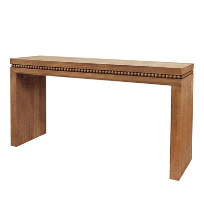 Natural Wood Console Table w/ Wood Beads Decoration