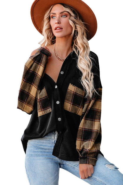 Plaid Patchwork Oversized Shacket