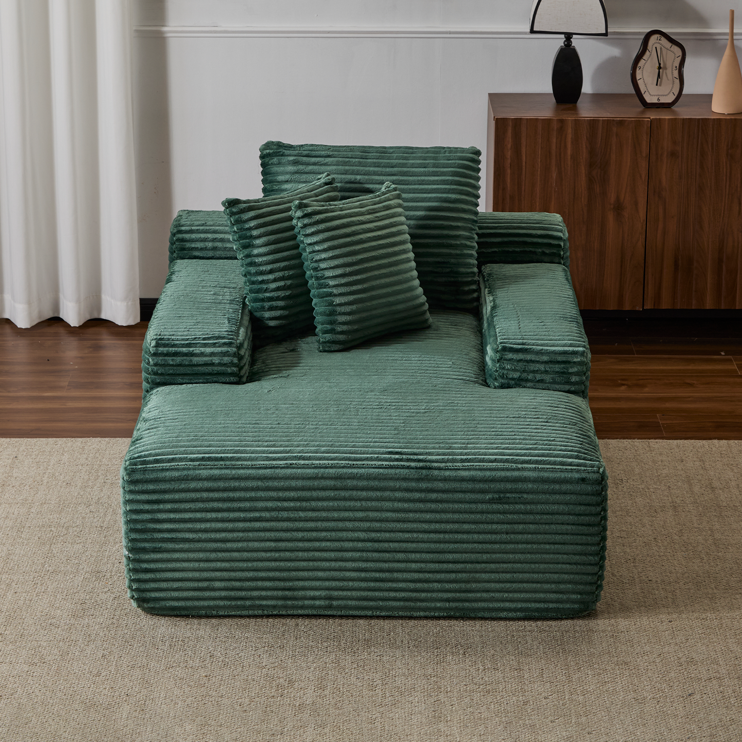 Emerald Corduroy Plush Oversized Chaise Lounge Chair